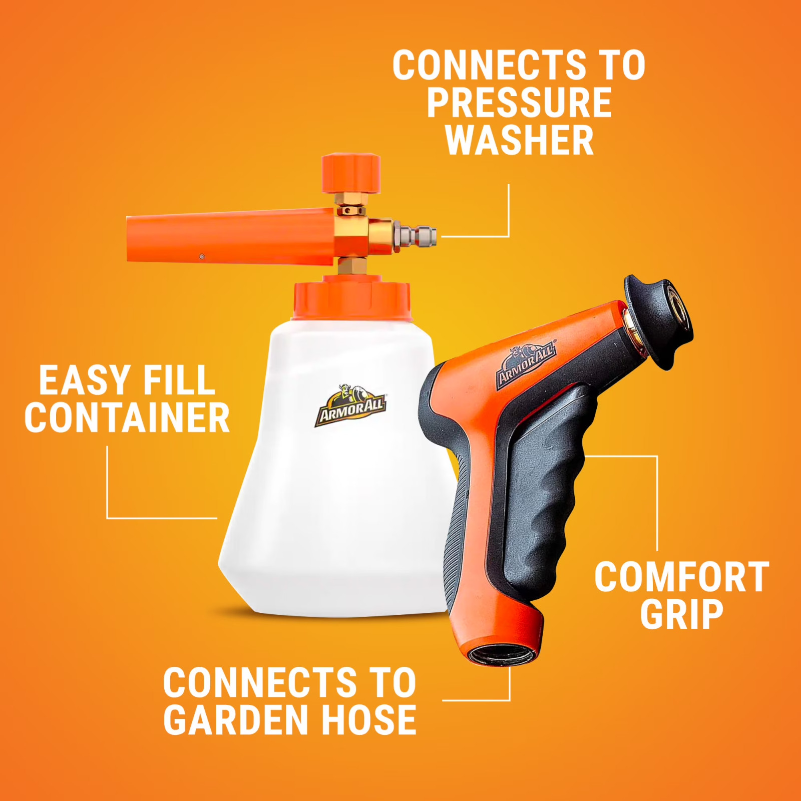 Armor All 2-in-1 Foam Cannon Kit, With Foam Cannon and Adaptor – 3 Count