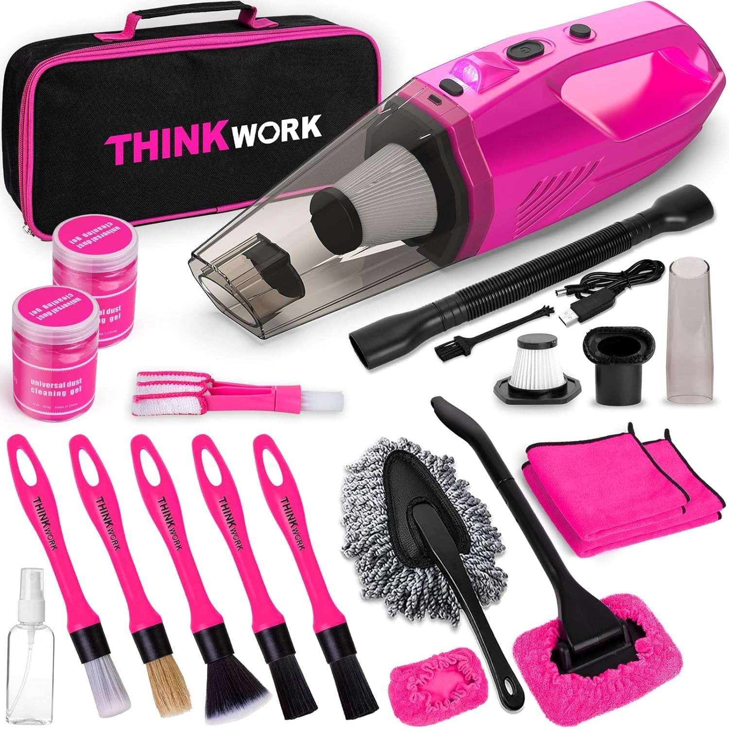 Car Detailing Kit Interior Cleaner, Car Cleaning Kit with 8000PA Cordless Pin…