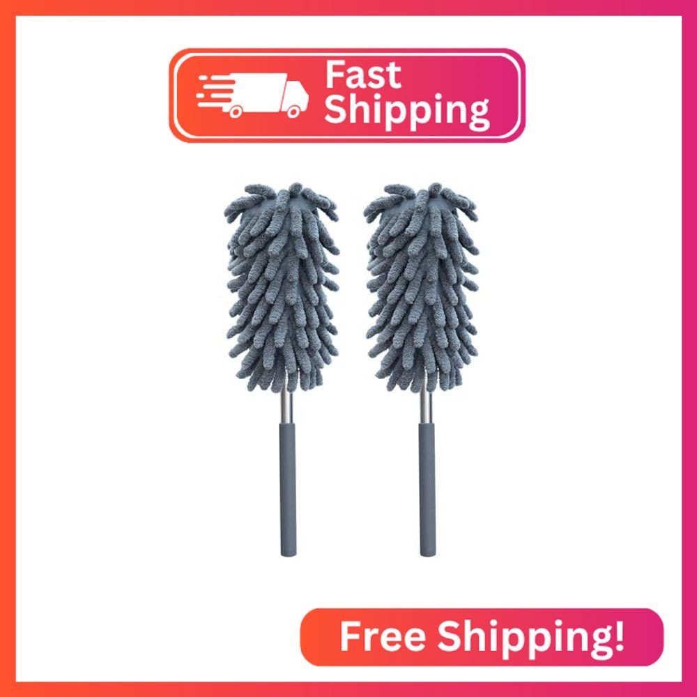 2 Pack Microfiber Duster for Cleaning, Washable Dusters, Extendable Pole, Up to