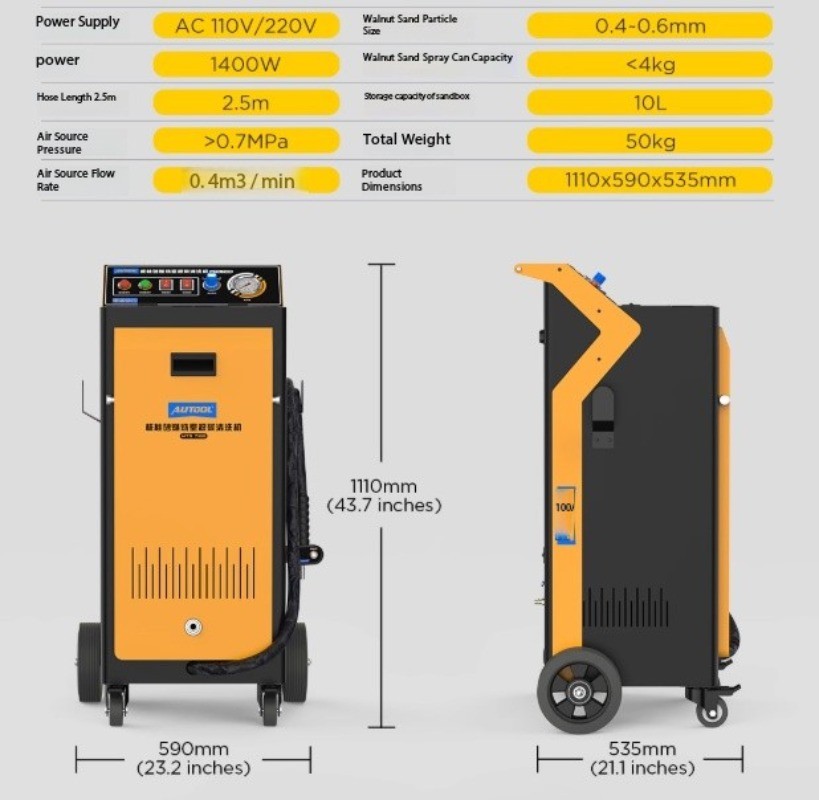 Automotive Walnut Shell Blast Carbon Deposits Cleaner Engine Cleaning Equipment