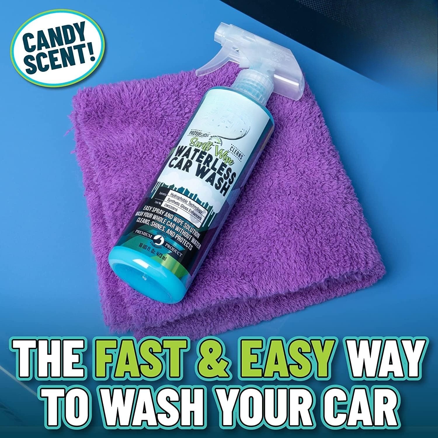 Wipe Waterless Car Wash, Safe for Cars, Trucks, RVs & More, 16 fl oz (2-Pack)