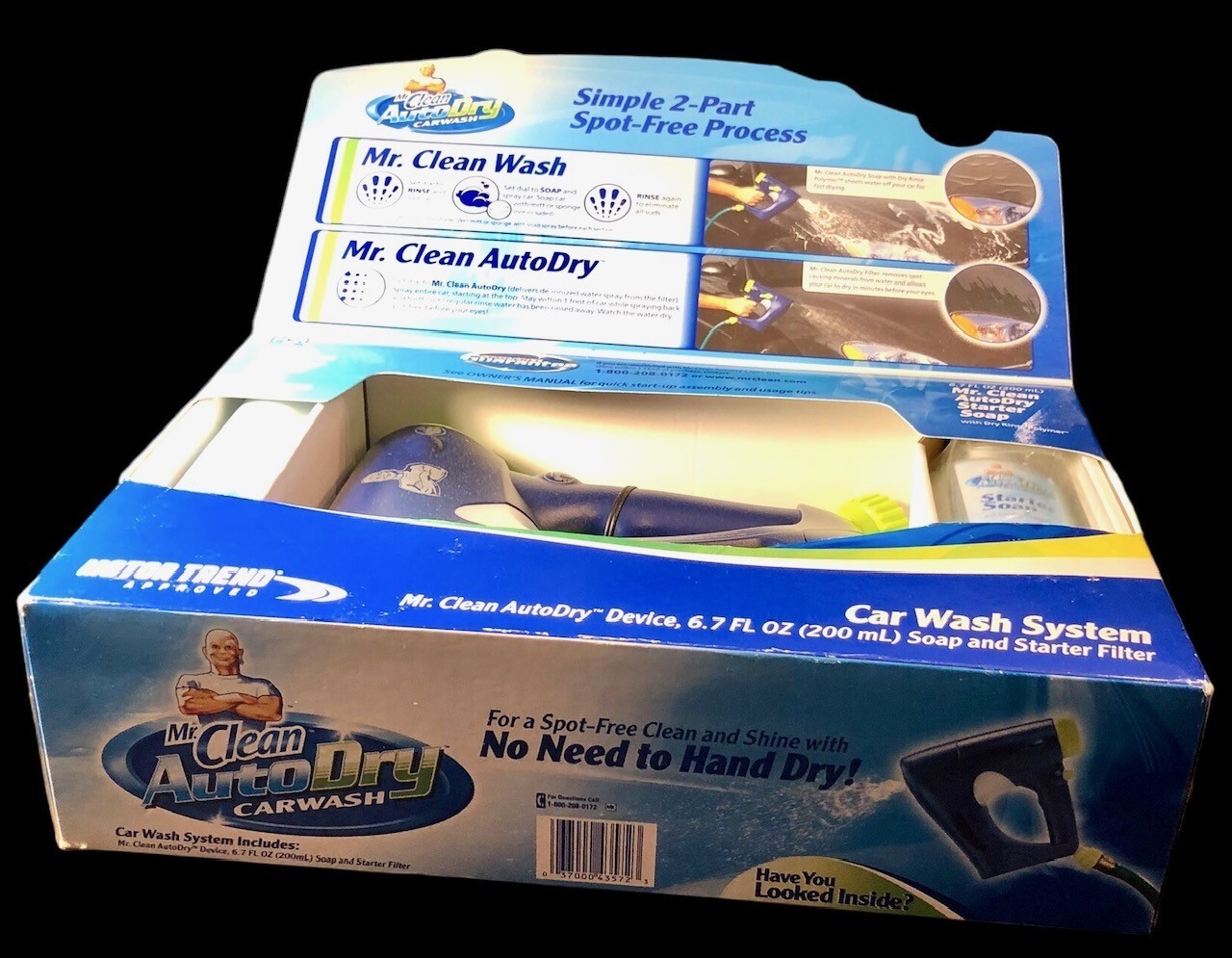 Mr Clean Auto Dry Car Wash System Autodry Device 6.7 oz Soap Filter box damaged