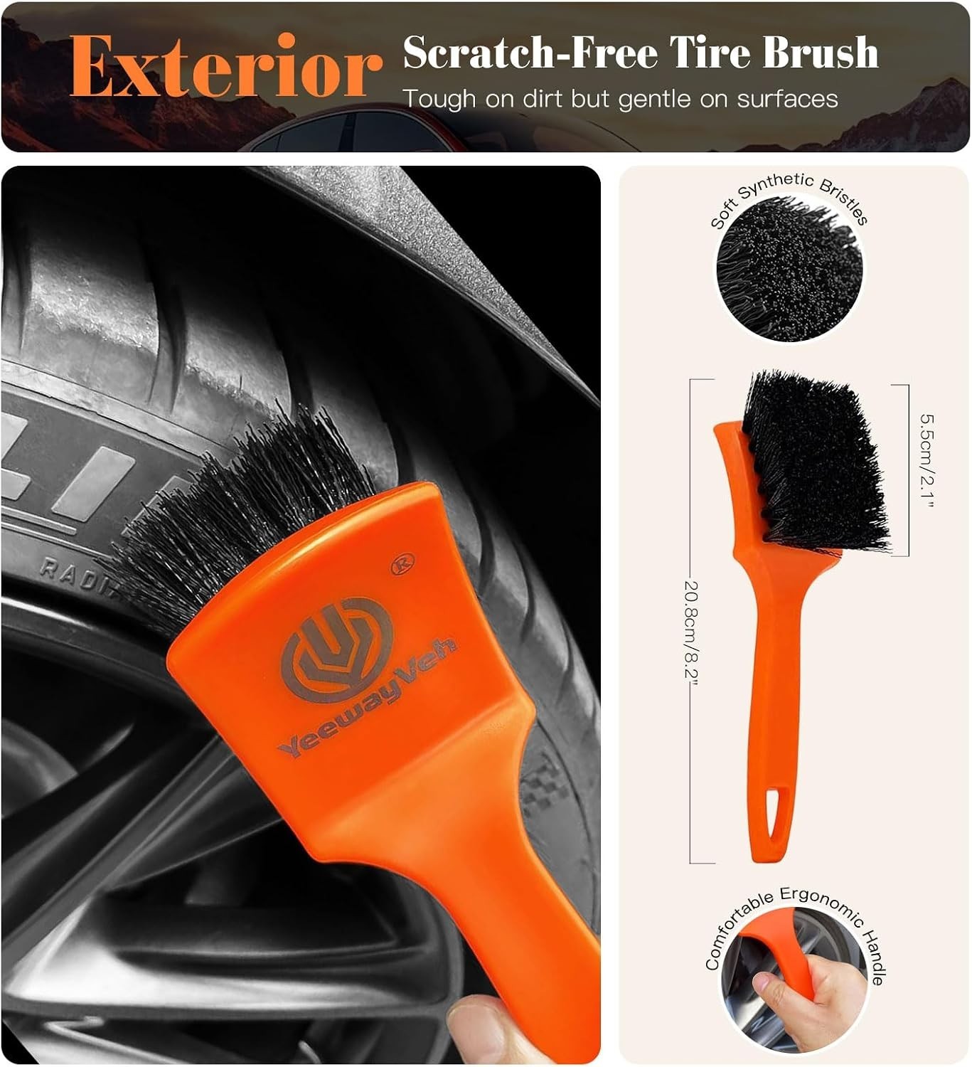 7PCS Motorcycle Cleaning Kit with 2-Size Bendable Wheel Brushes-Hard Brush,T…