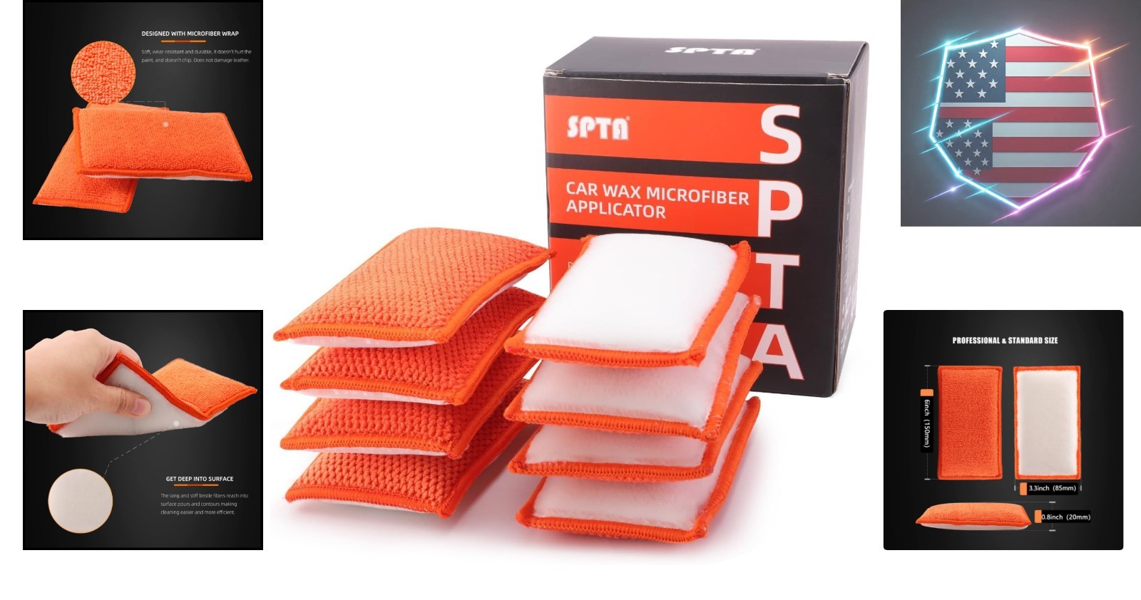 Car Interior Scrubbing Sponge, 8Pcs Scrub Ninja, Microfiber Car Wax Applicato…