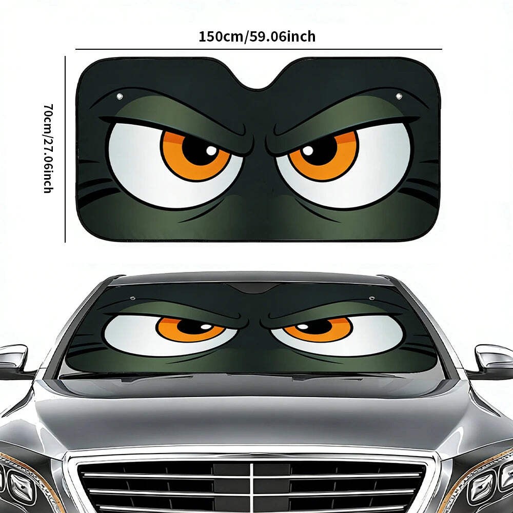 Cartoon Angry Eyes Car Windshield Sun Shade Universal Car Windshield Sun Visor
