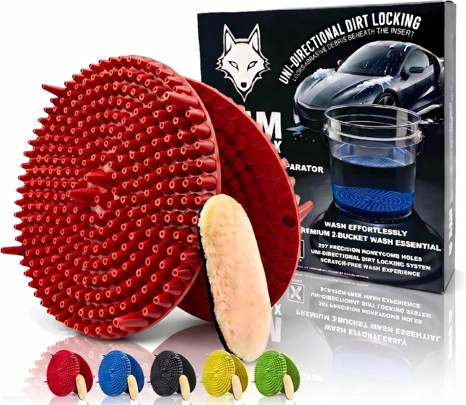 10.4″ Heavy Duty Car Wash Bucket Insert 2-Pack & Wash Mitt Kit – 10.6 oz Deta…