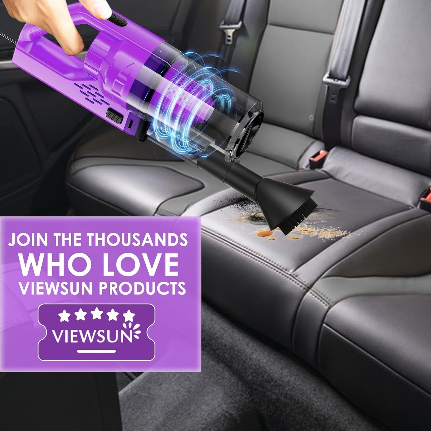 Effortless Car Cleaning with 17PCS Purple Detail Kit & High Power Vacuum Cleaner