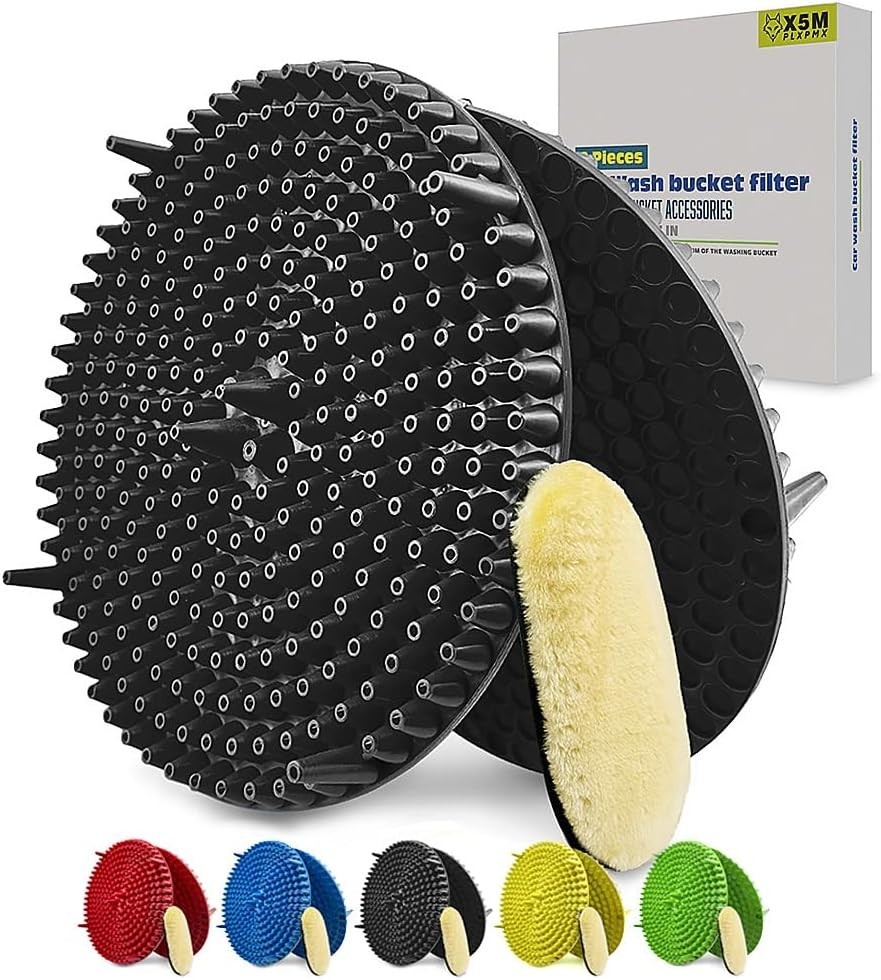 10.4″ Heavy Duty Grit Trap 2-Pack & Wash Mitt Kit – Car Wash Bucket Filter I…