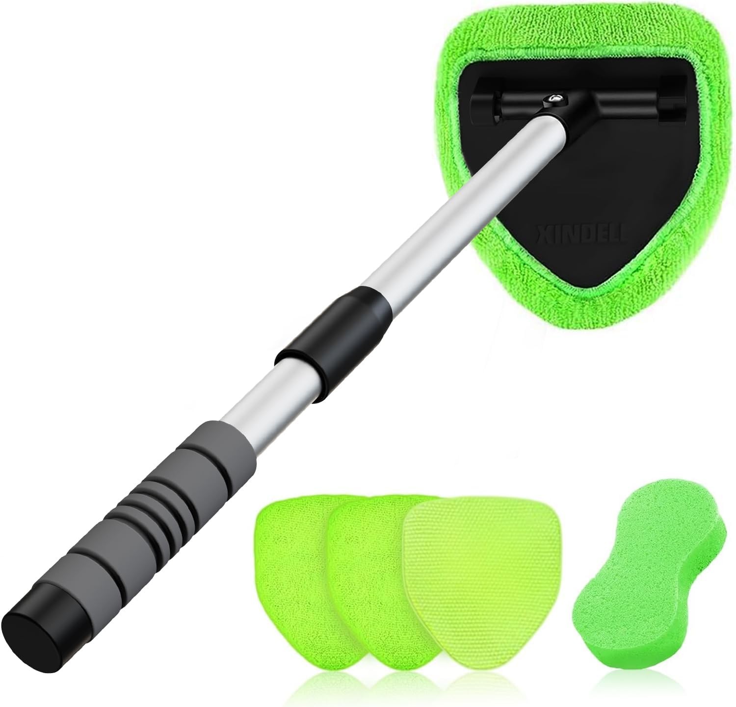 24-inch Windshield Cleaner Tool –t with Extendable Handle & 4 Microfiber Pads
