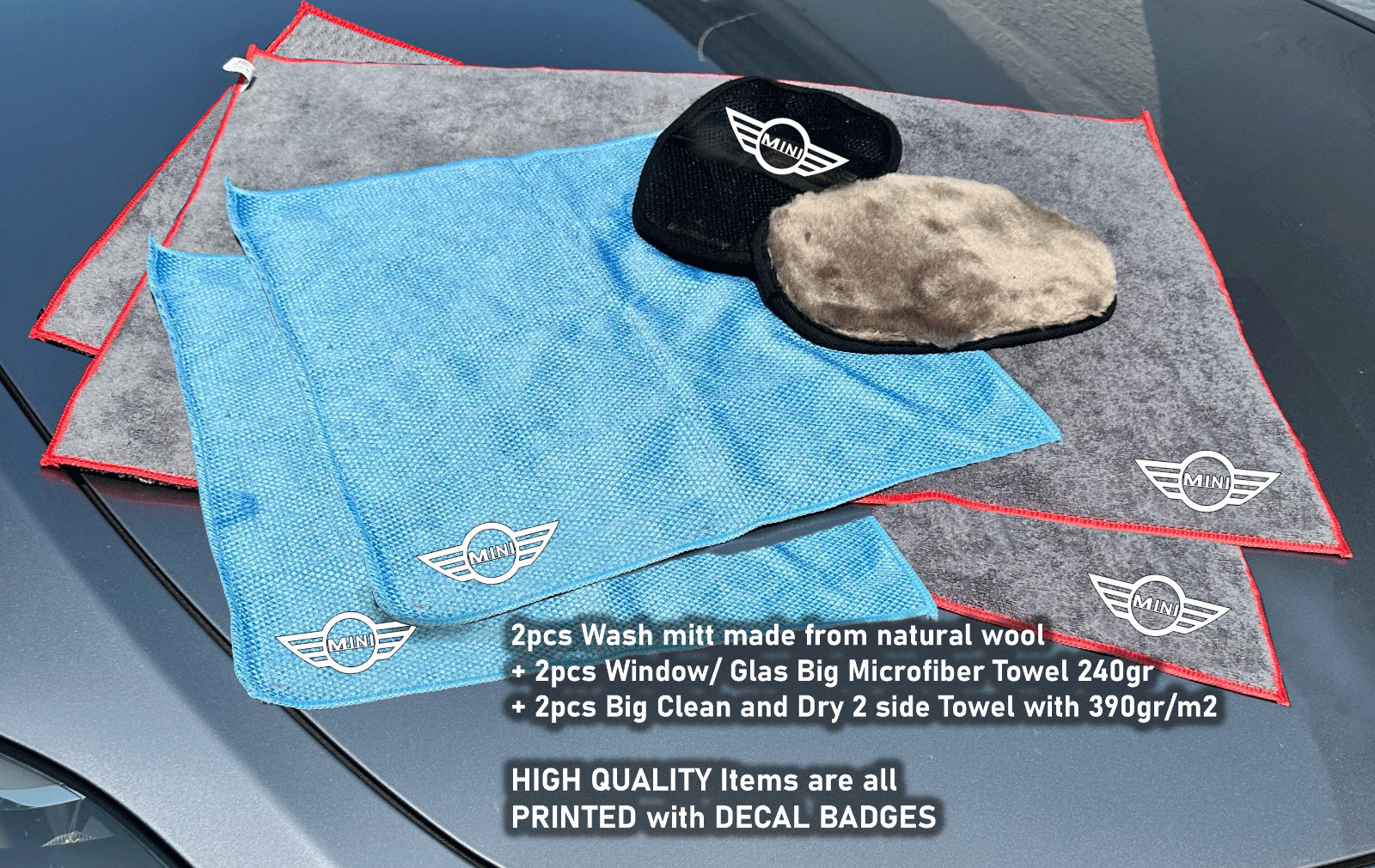 6Pack Car care Microfiber Detailing For Mini Wash Mitt dry Towel Cleaning