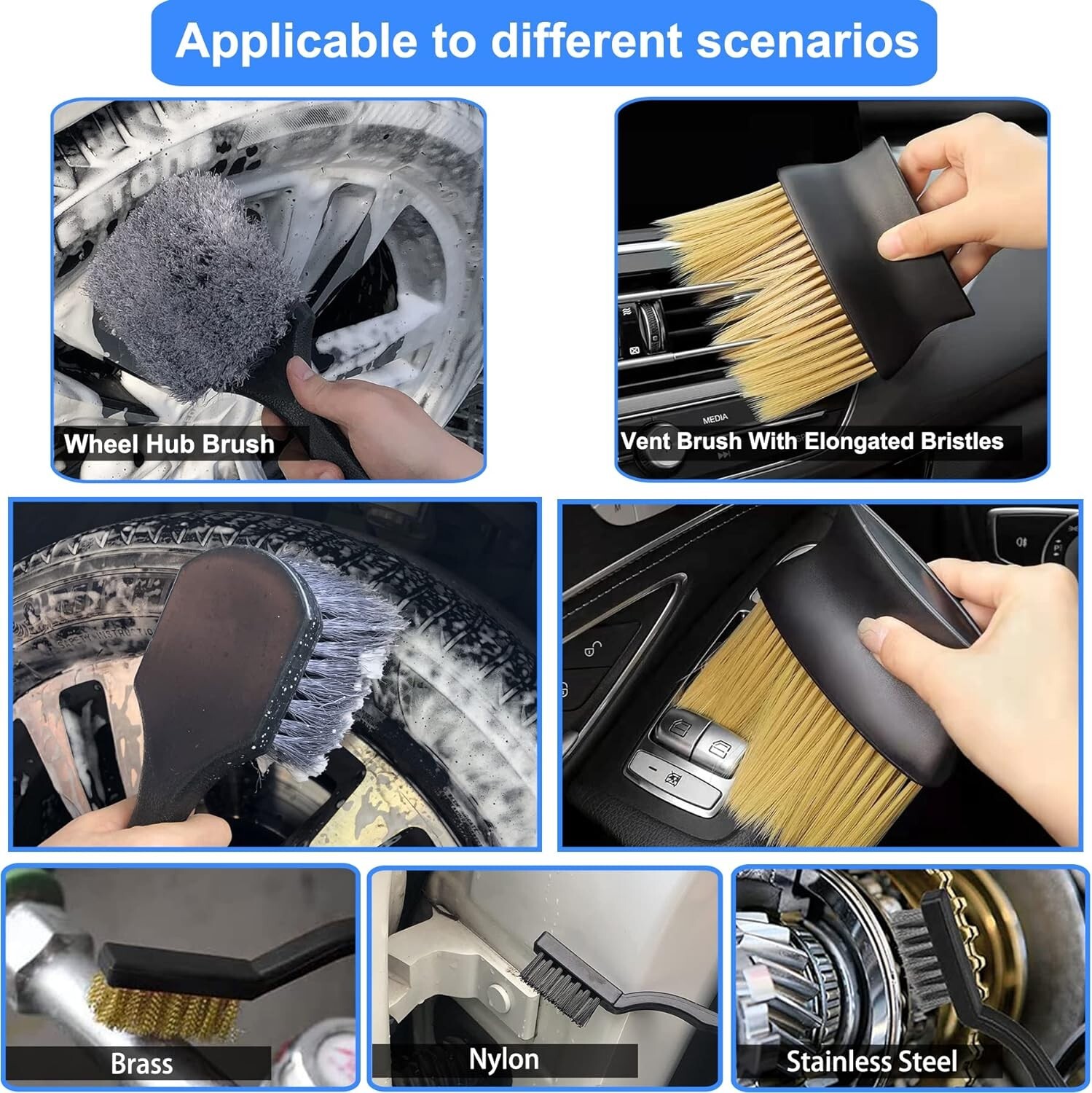 29Pcs Car Wash Cleaning Kit, Wheel Drill Brush Polishing Set ,Auto Supplies Tool