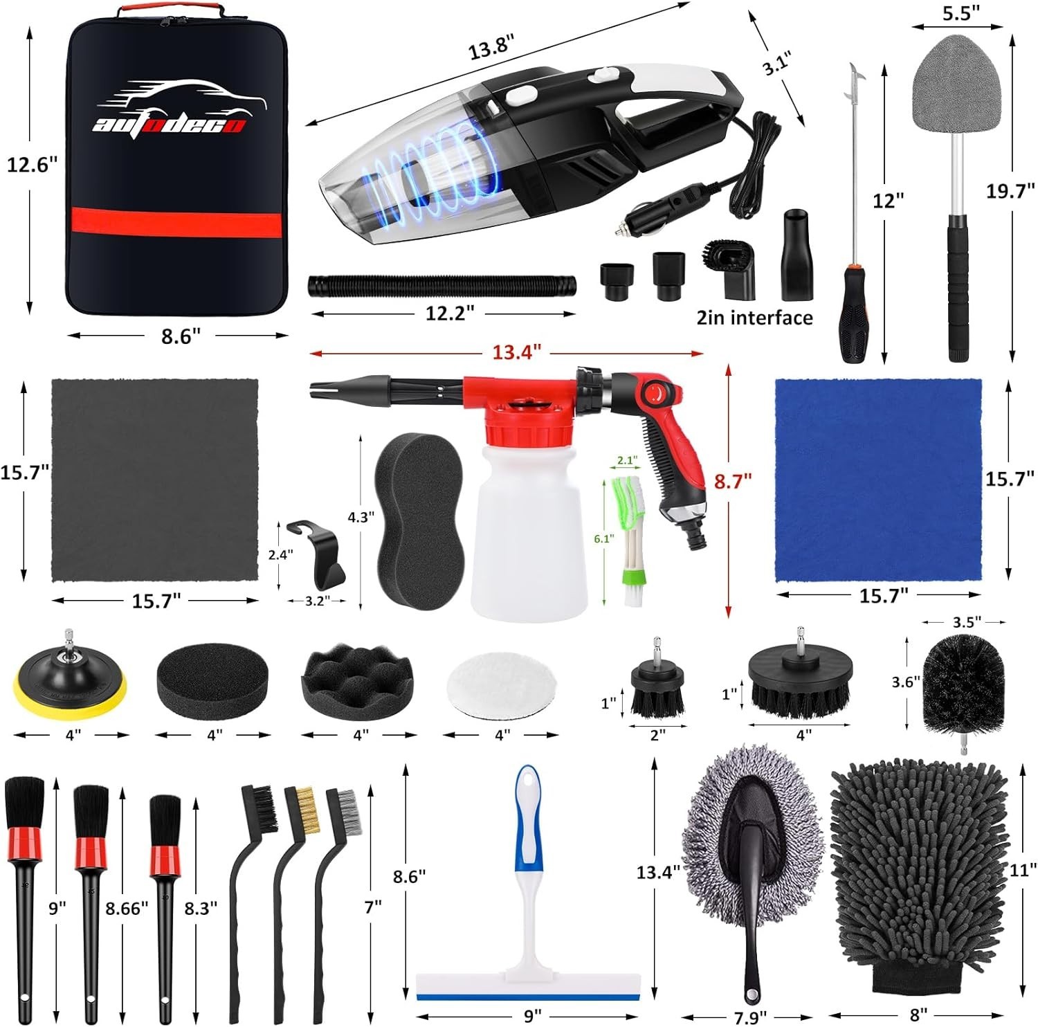 40Pcs Car Wash Detailing Kit Cleaning Kits with Foam Gun Sprayer Vacuum with …