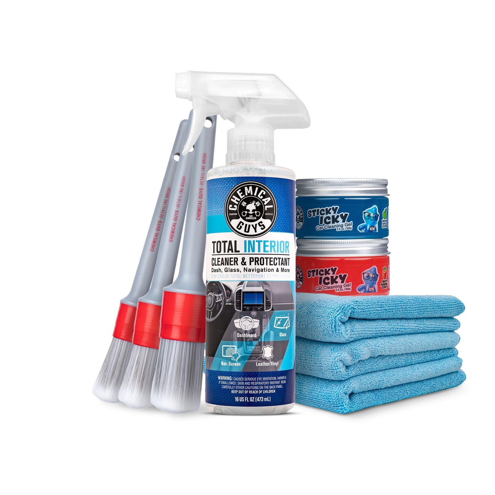 Chemical Guys Car Cleaning Kit Interior 9Piece Total Interior Cleaner, Stick…