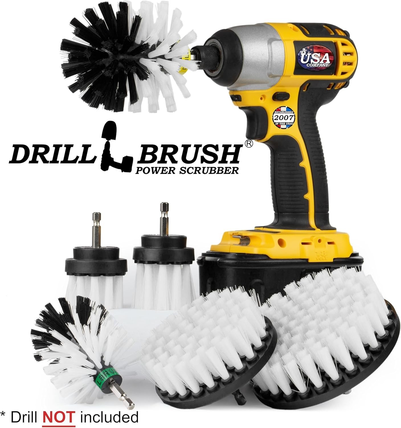 Car Cleaning Brush Kit Steel Drill-Powered Auto Upholstery and Wheel Scrubbing
