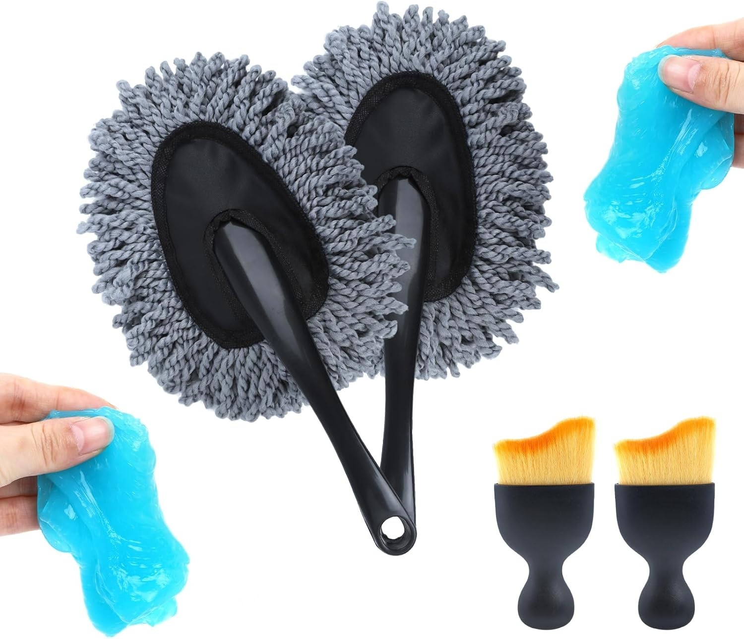 All-in-One 6 Pack Car Detailing Set: Fast Cleaning Brushes & Gel for Perfection