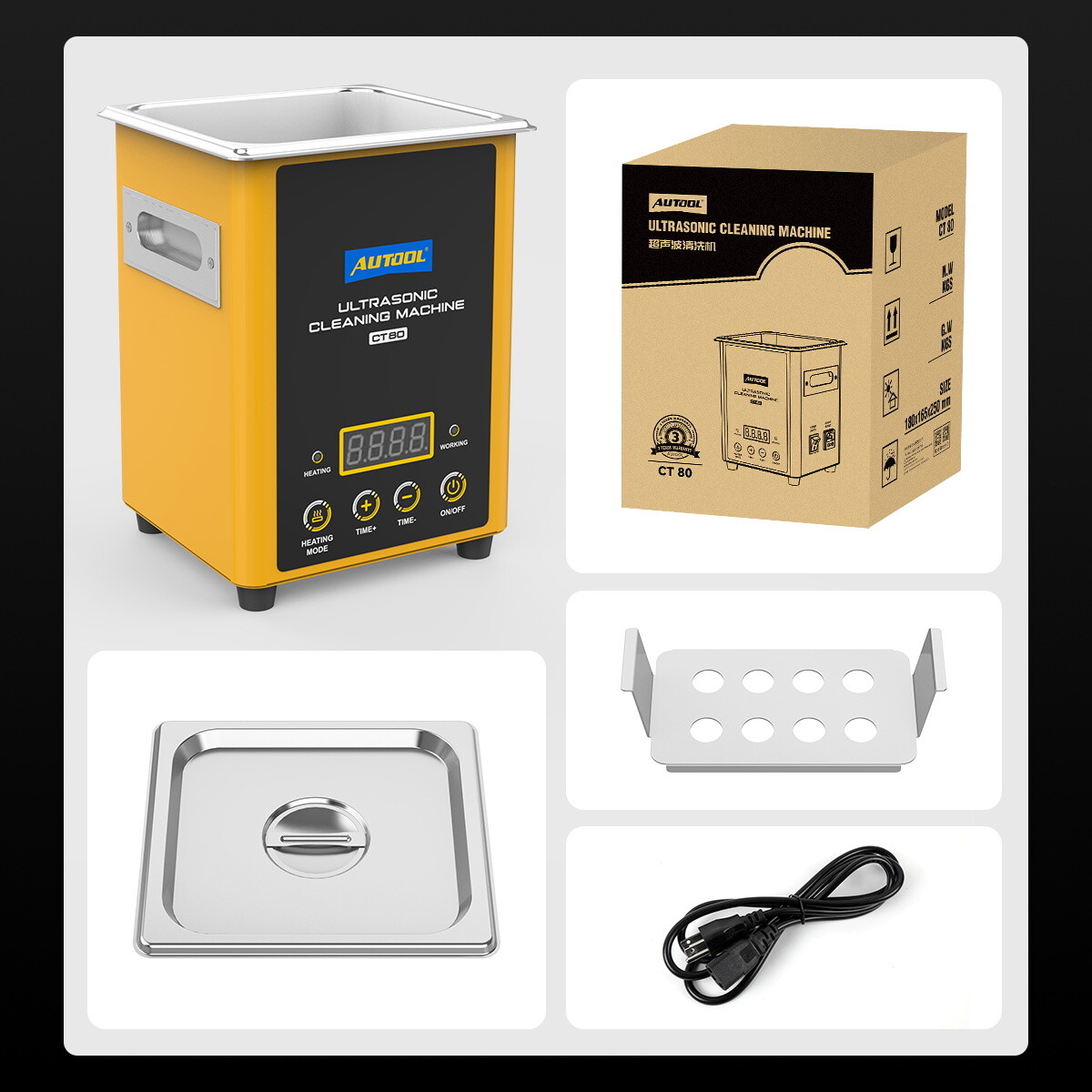 Ultrasonic Heating Cleaning Cleaner w/Timer Fuel Injector Jewelry Ring Glasses