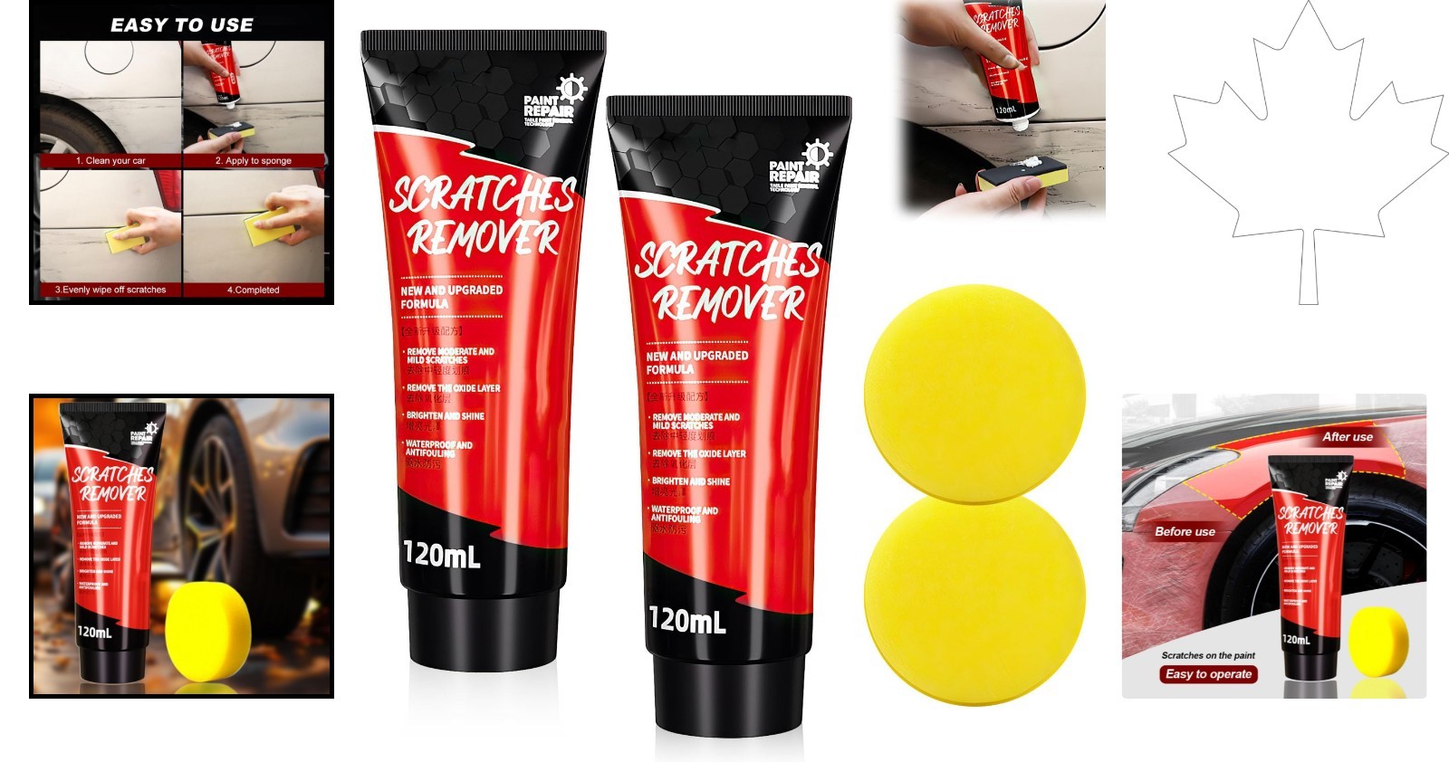 2024 Upgraded Scratch Remover Paste with Sponge – Works on Any Car Color