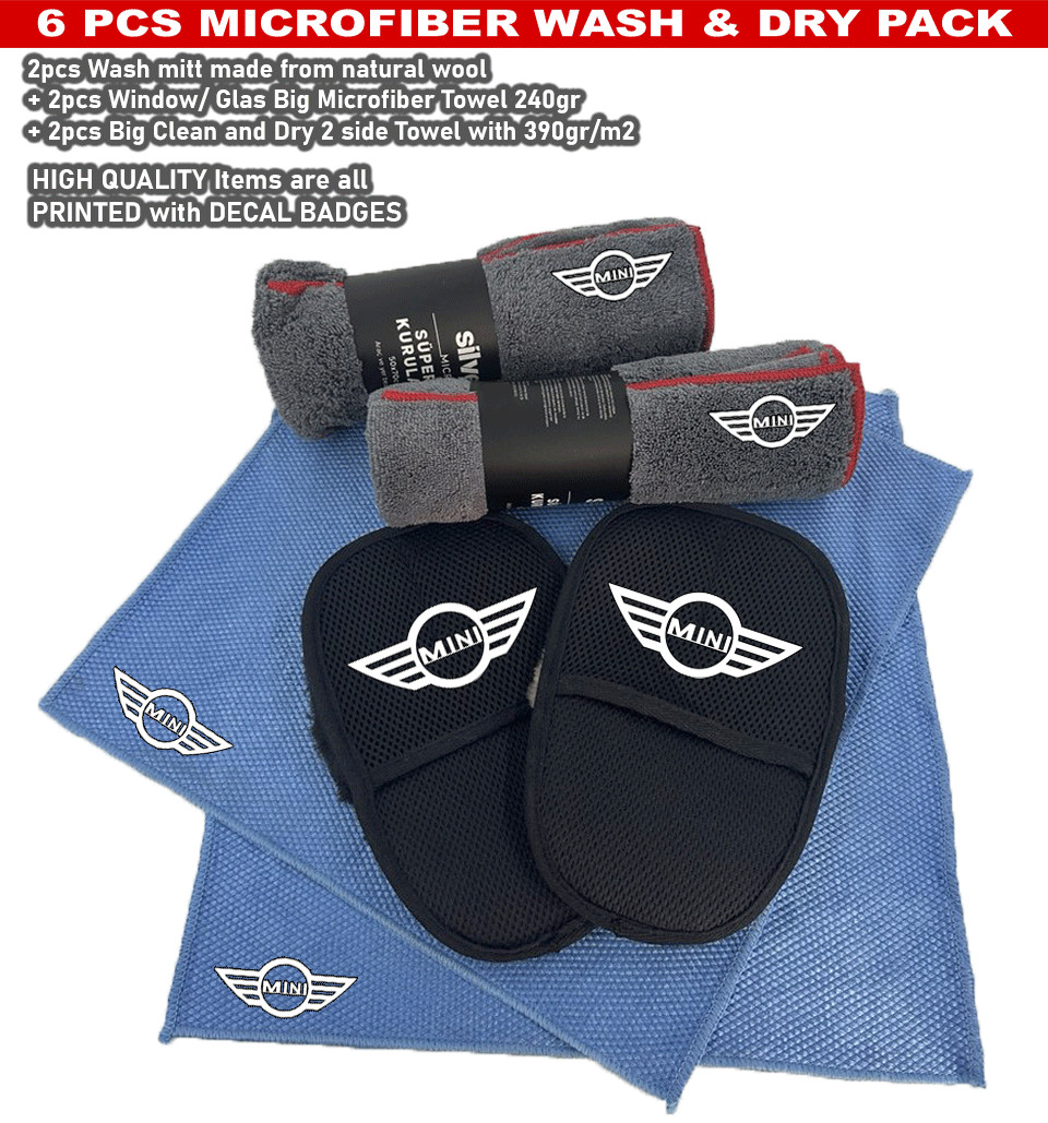 6Pack Car care Microfiber Detailing For Mini Wash Mitt dry Towel Cleaning