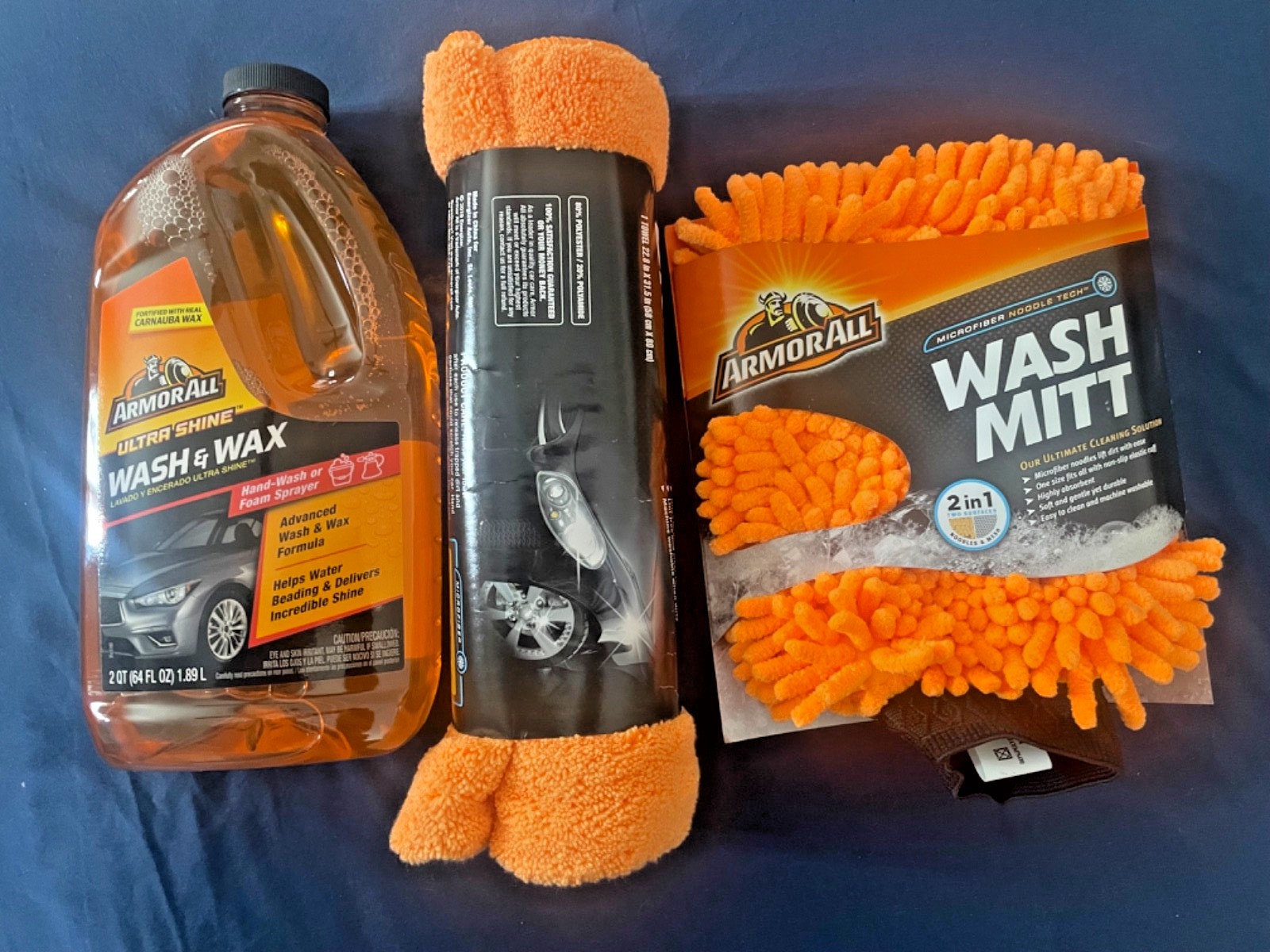 Armor All Wash & Wax 64oz + Microfiber Towel & Wash Mitt Set NEW Car Care Kit