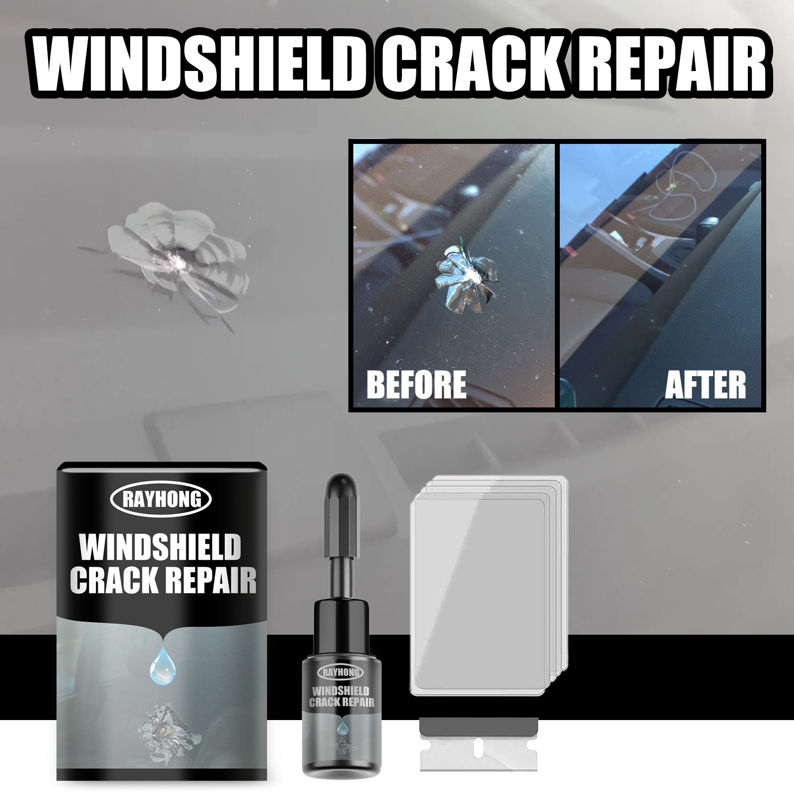 Professional Windshield Crack Repair Fluid – Auto Glass Bonding Agent Resin Kit