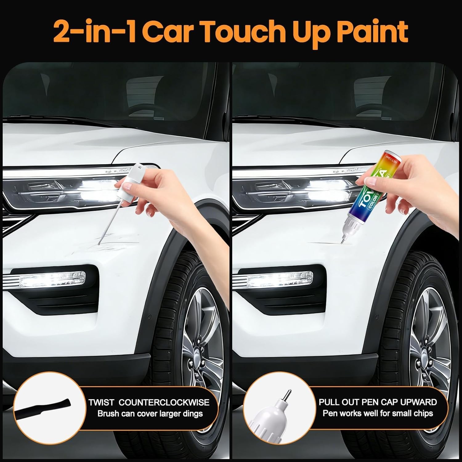 Car Touch Up Paint Compatible with Mercedes-Benz 040/9040 Black 0.4 Fl Oz 2-Pcs