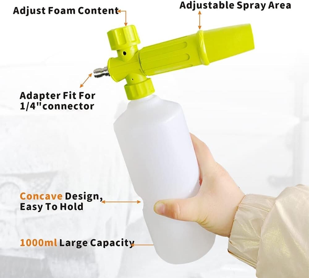 Foam Cannon 1L Bottle Car Wash Snow Foam Lance Pressure Washer Nozzle