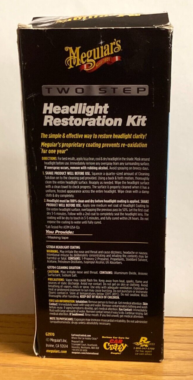 Meguiar’s Two Step Headlight Restoration Kit, Cleaner