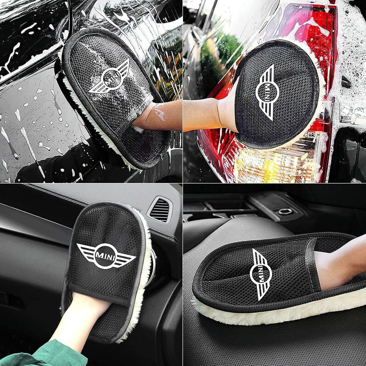 6Pack Car care Microfiber Detailing For Mini Wash Mitt dry Towel Cleaning