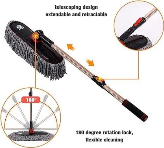 Extendable Car Duster Kit – Scratch Free Brush Mop