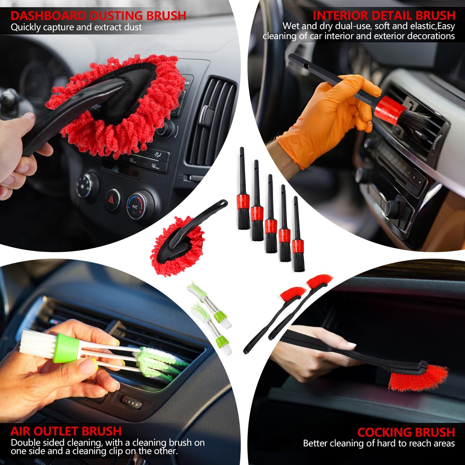 35Pcs Car Detailing & Cleaning Kit – Windshield Tool, Wheel Brush, Polishing Pad