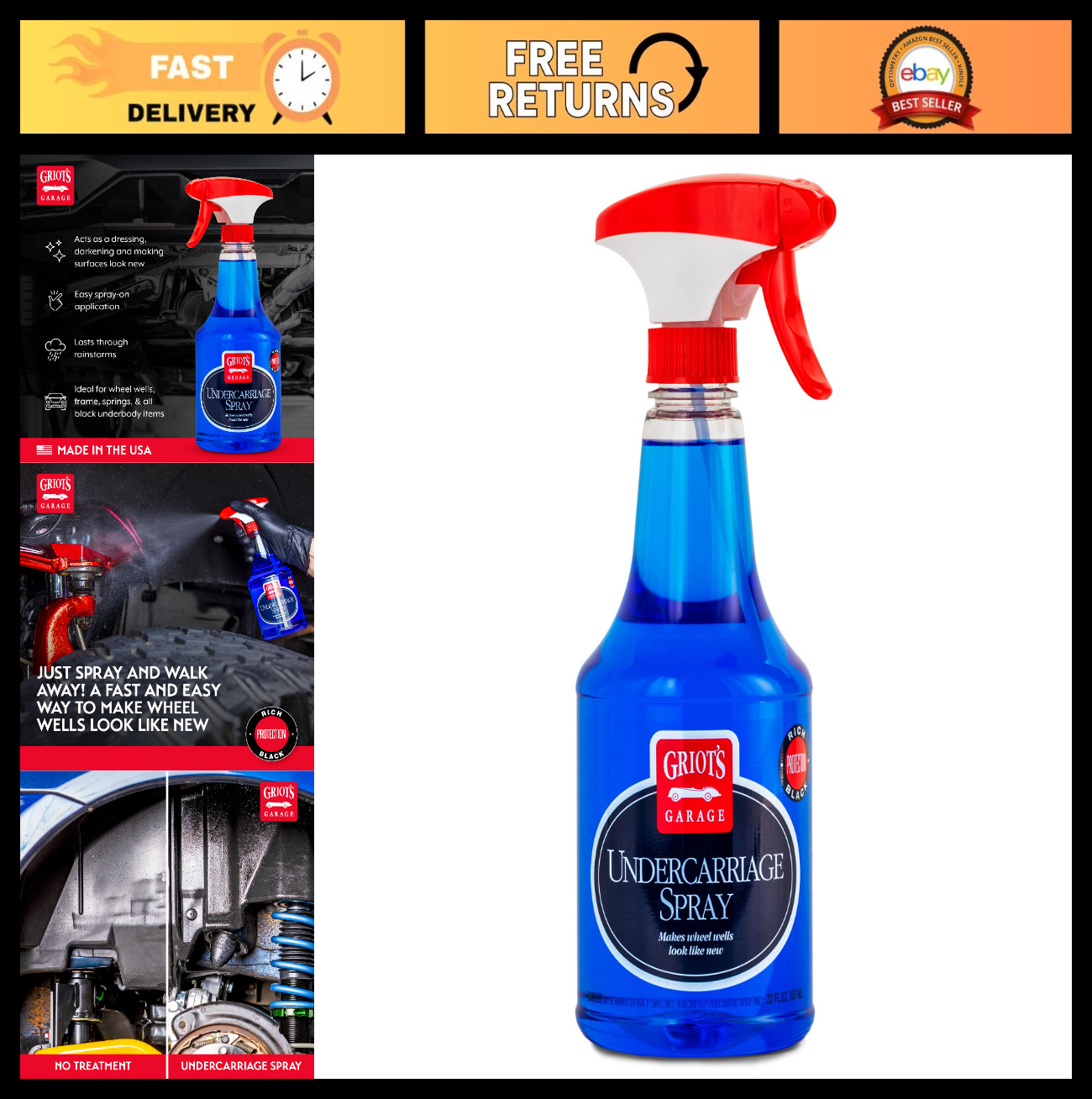 Undercarriage Spray for Car Cleaning & Detailing – 22oz Undercoating for Wheel W