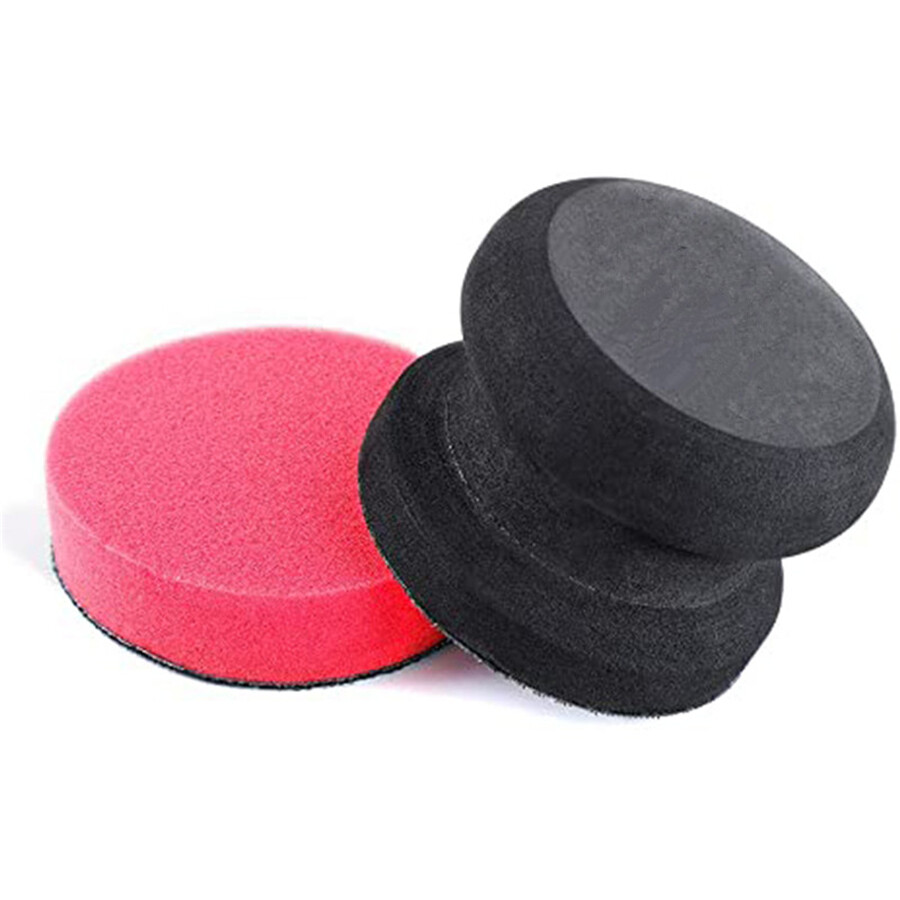 Car Hand Wax Applicator Pad Kit Grip + 3″ Sponge Foam Pad For Tire Waxing Paint