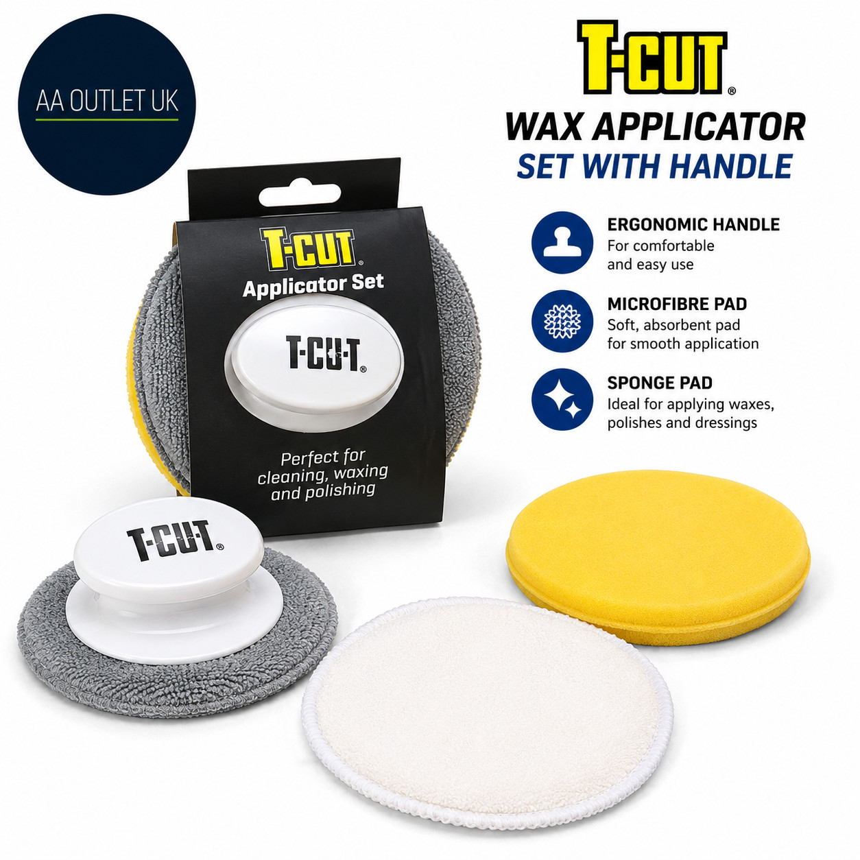 T Cut Wax Applicator Set Handle Medium Foam 12.5×11.5×17.5cm Schaum