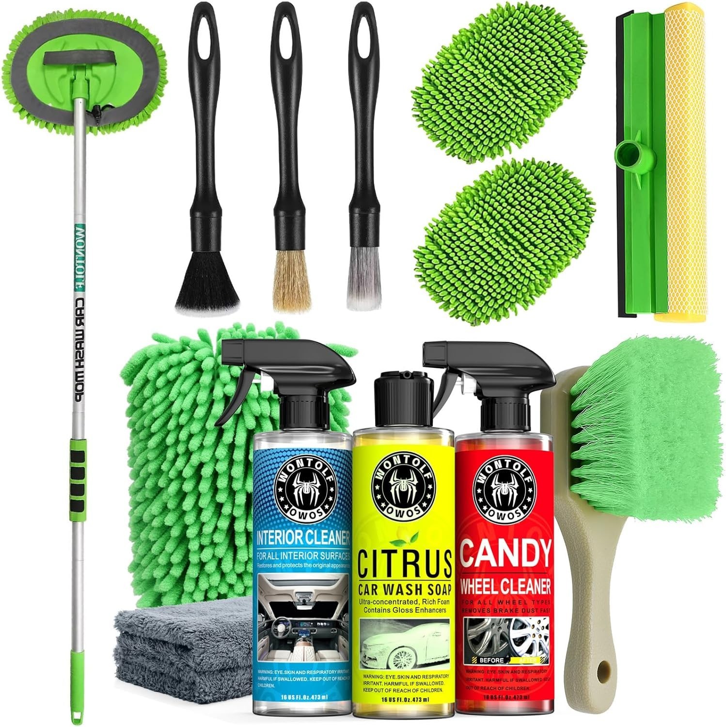 17pc Car Wash Kit, Car Cleaning Kit with Car Wash Brush Long Handle, Car Wash…