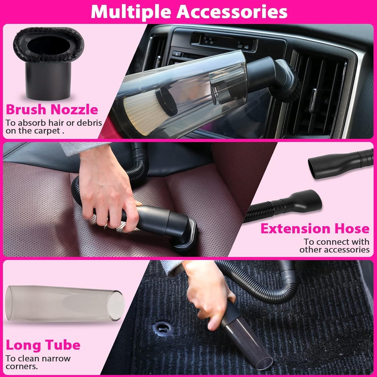Car Detailing Kit Interior Cleaner, Car Cleaning Kit with 8000PA Cordless Pin…