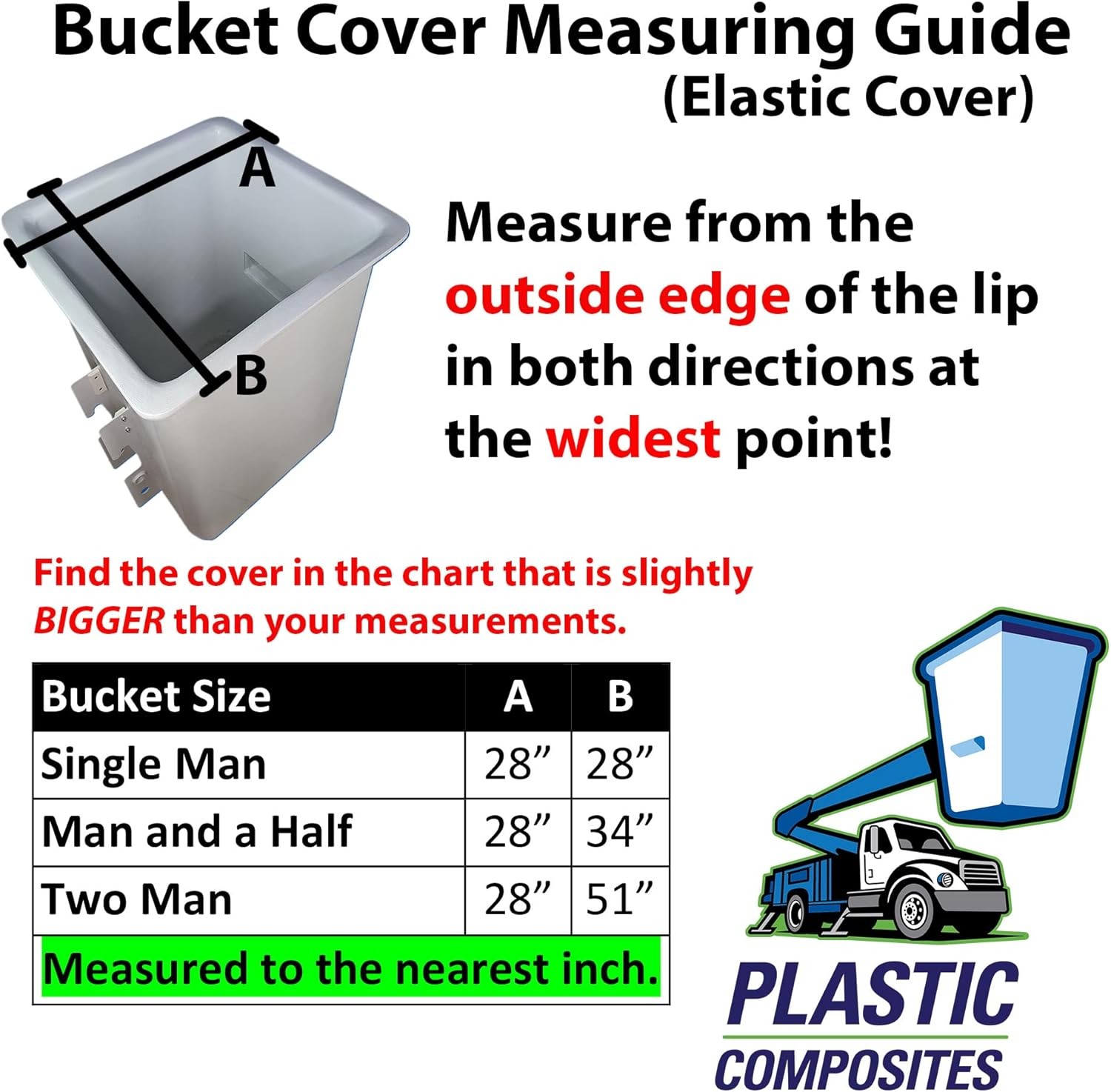 Bucket Truck Parts HEAVY DUTY Elastic Banded 28" x 28", Top