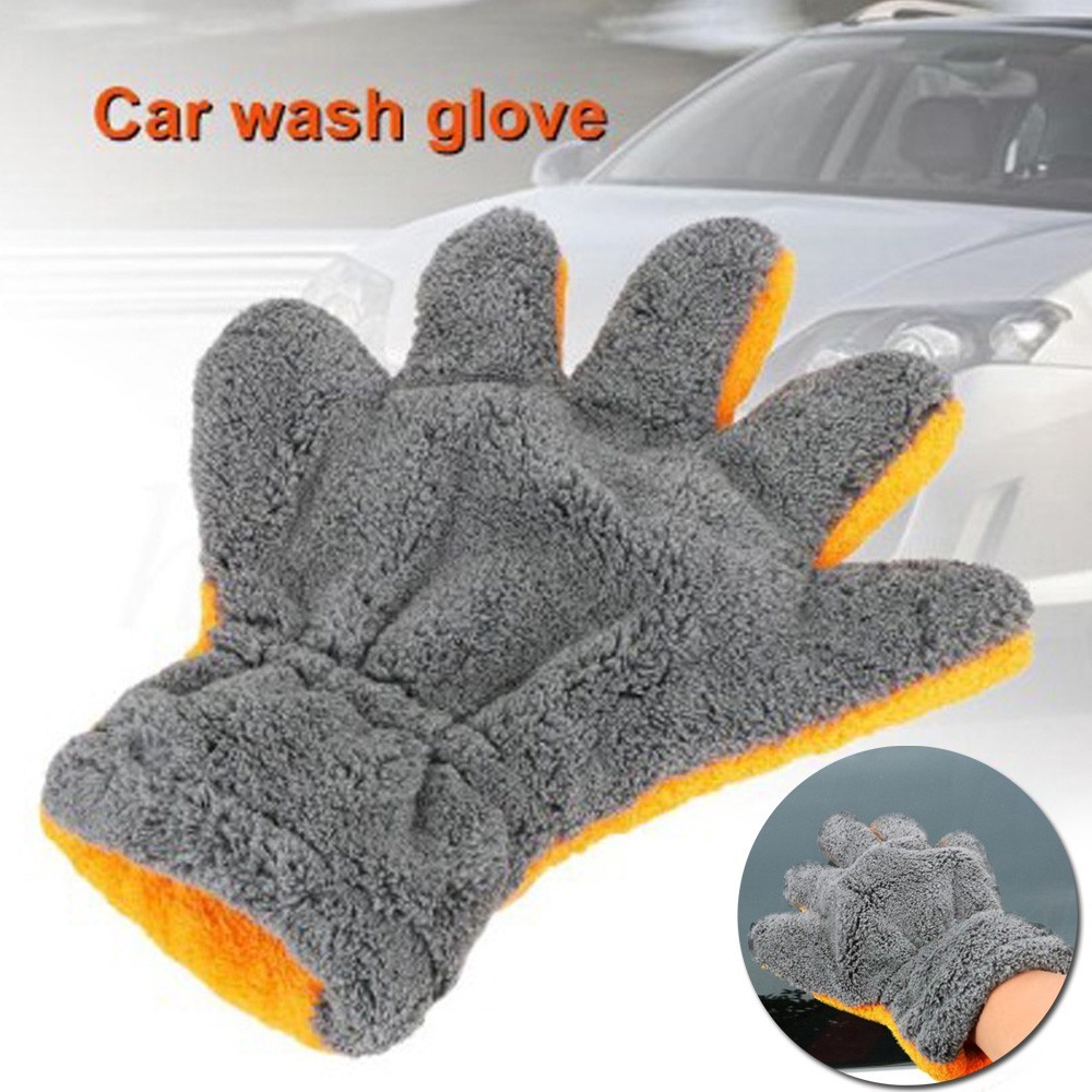 1pc Gray Orange Wash Gloves Superfine Cloth Polishing Cleaning Washing Detailing