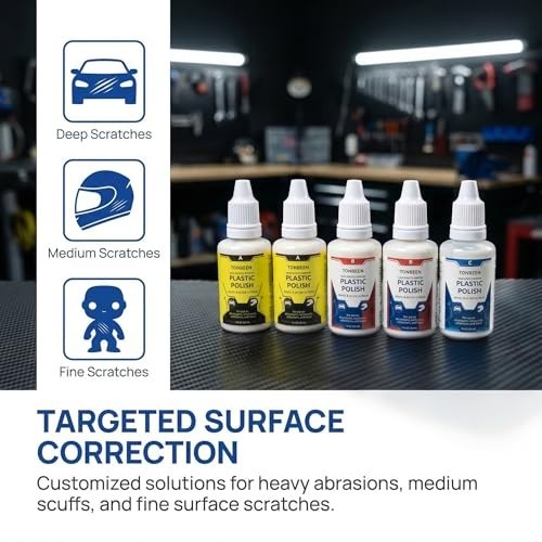 3-Level Plastic Scratch Remover & Polish Kit, 5-Piece Set for Headlights & Acryl