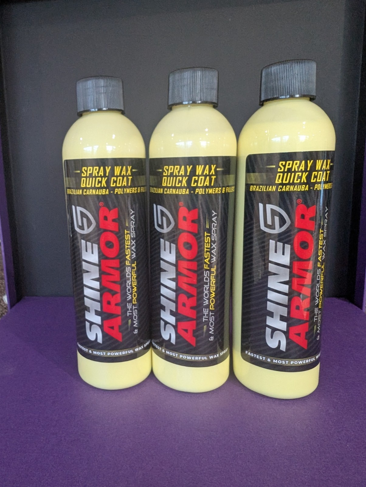 3 x Shine Armour Spray car Wax – Quick Coat With nozzle clean bodywork