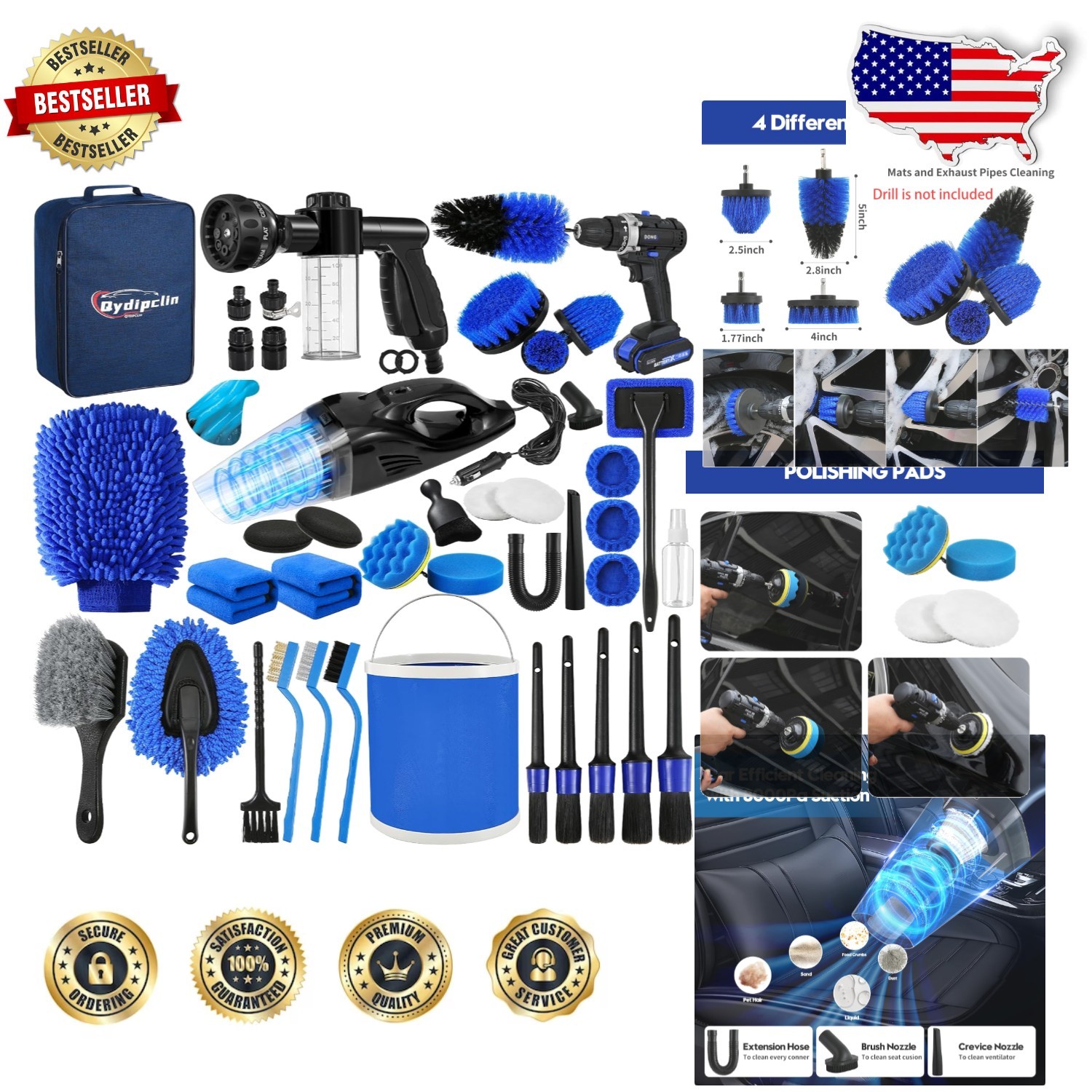 Complete 45pc Auto Detailing Set – All-In-One Interior Exterior Cleaning