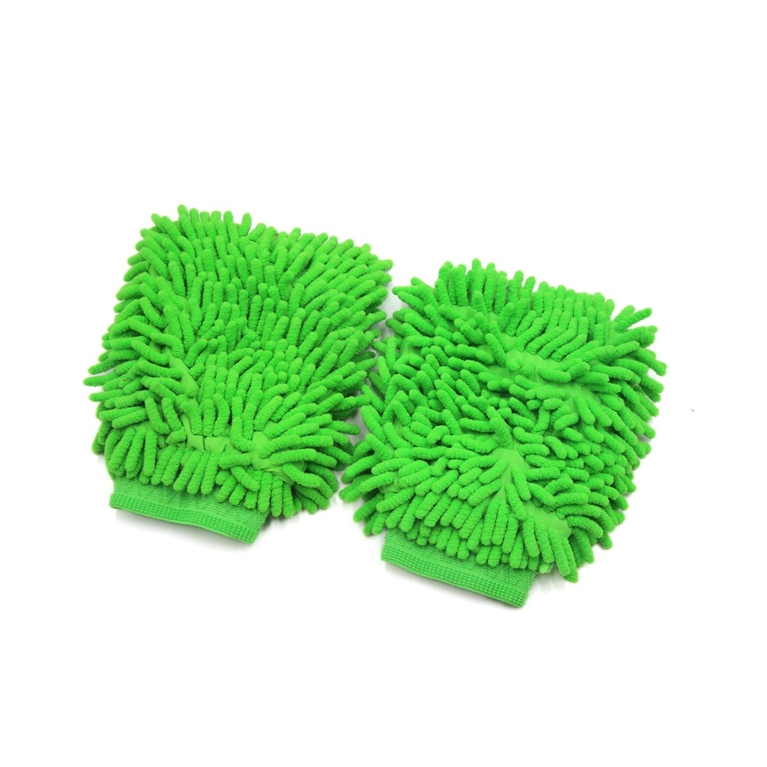 2pcs Green Microfiber Chenille Washing Cleaning Glove Mitten for Car Body Home