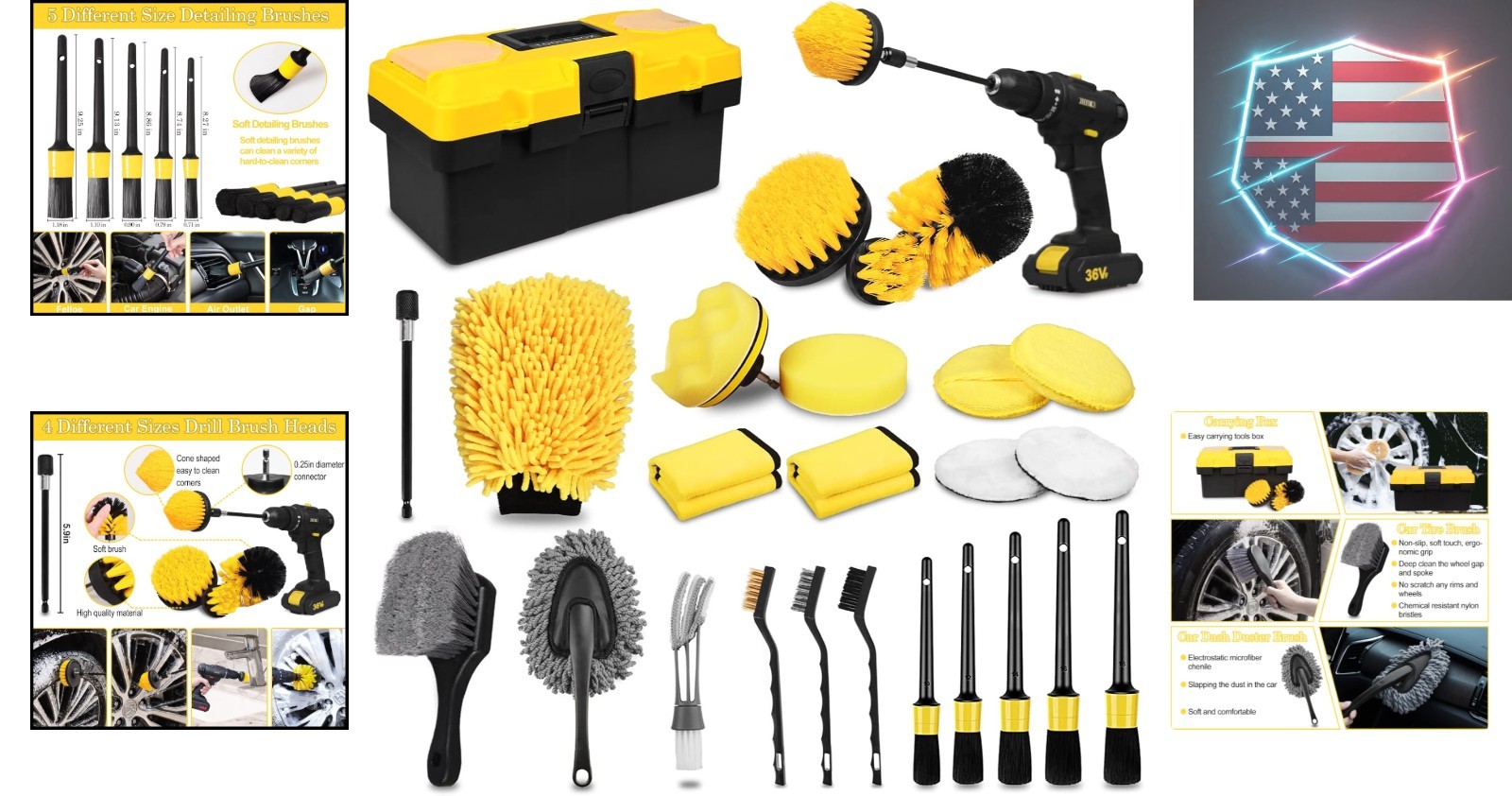 27Pcs Car Detailing Kit, Car Detailing Brush Set, Auto Detailing Drill Brush …