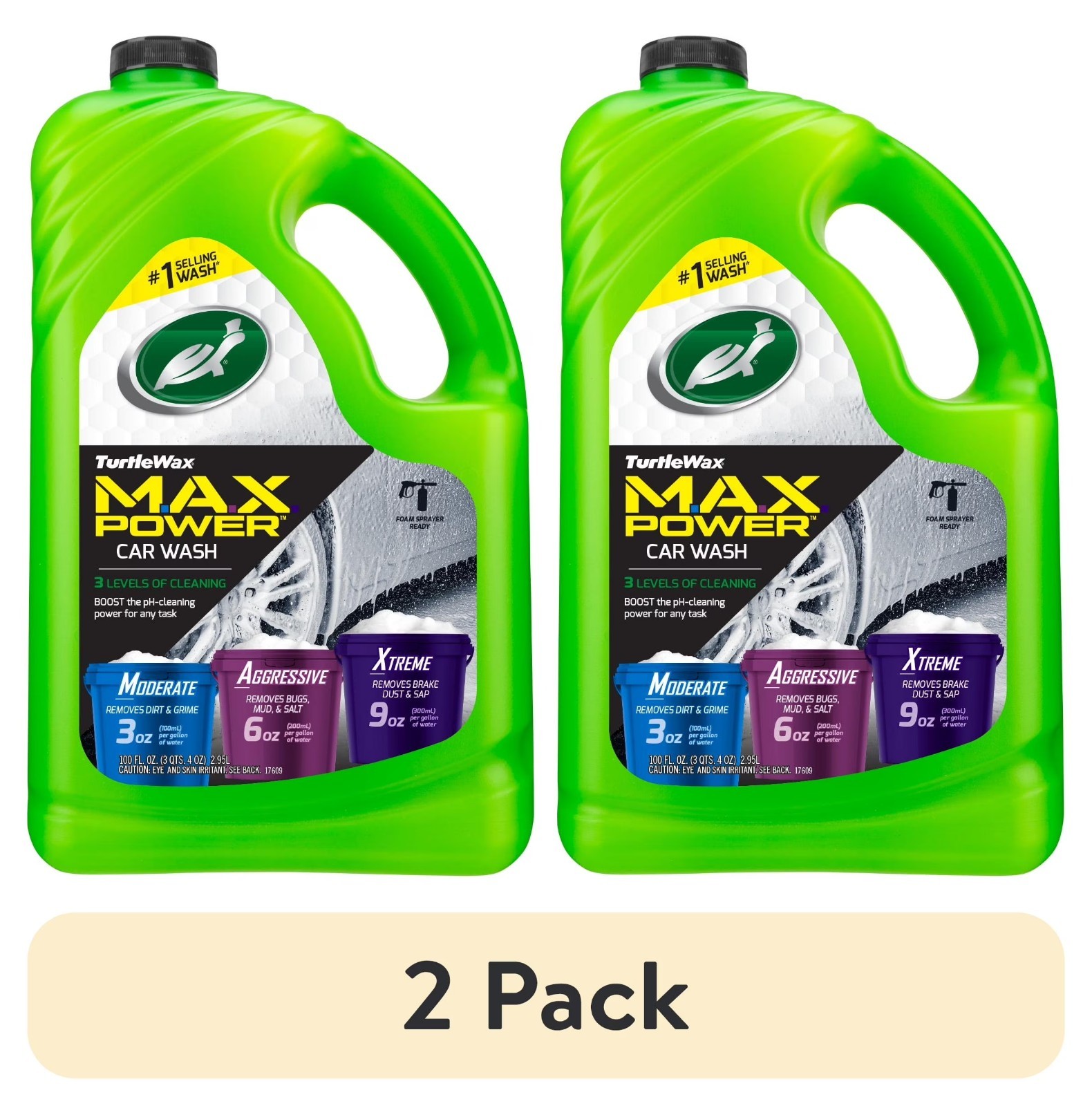 Turtle Wax 50597 Max-Power 3 Levels of Cleaning Car Wash 100 oz 2 Pack