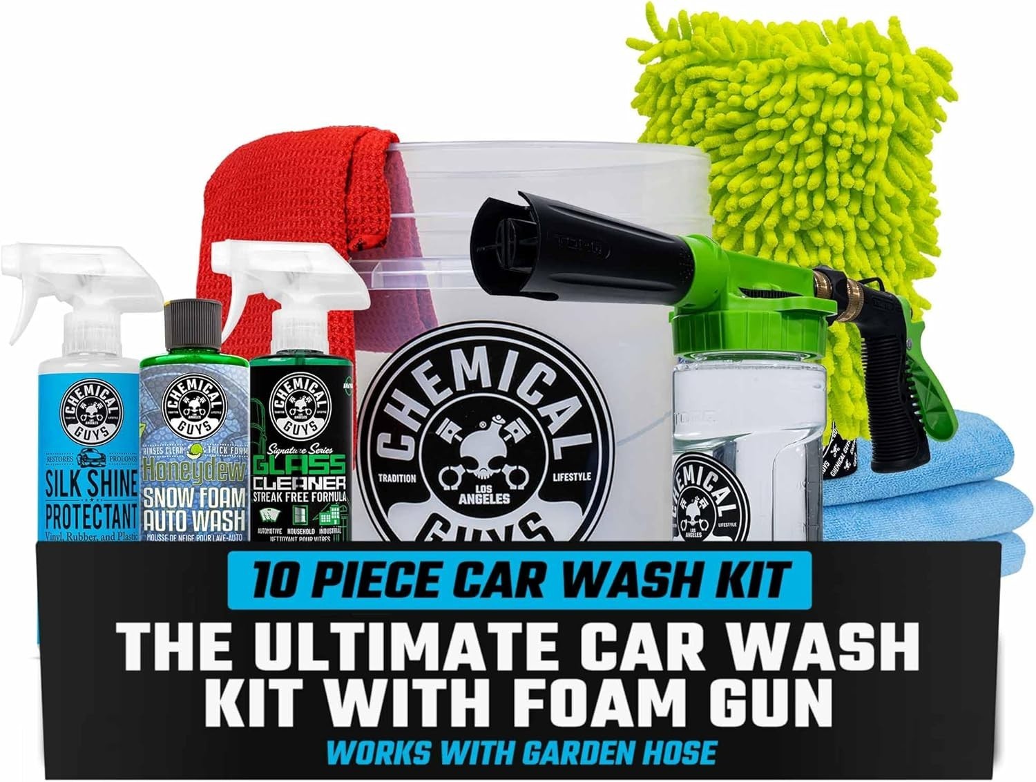 16-Piece Arsenal Builder Car Wash Kit with Foam Gun, Bucket, and 6 x 16 oz