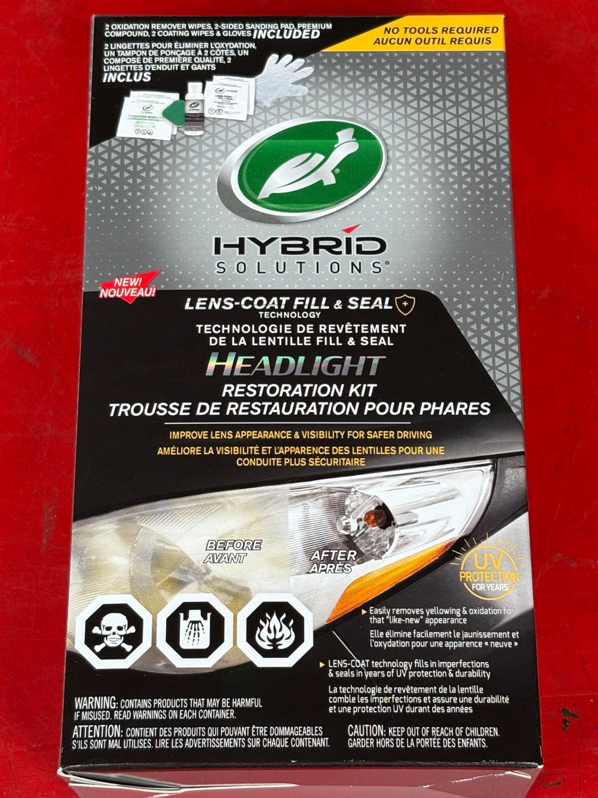 TURTLE WAX HYBRID SOLUTIONS HEADLIGHT LENS RESTORATION KIT 53856 UV PROTECTION