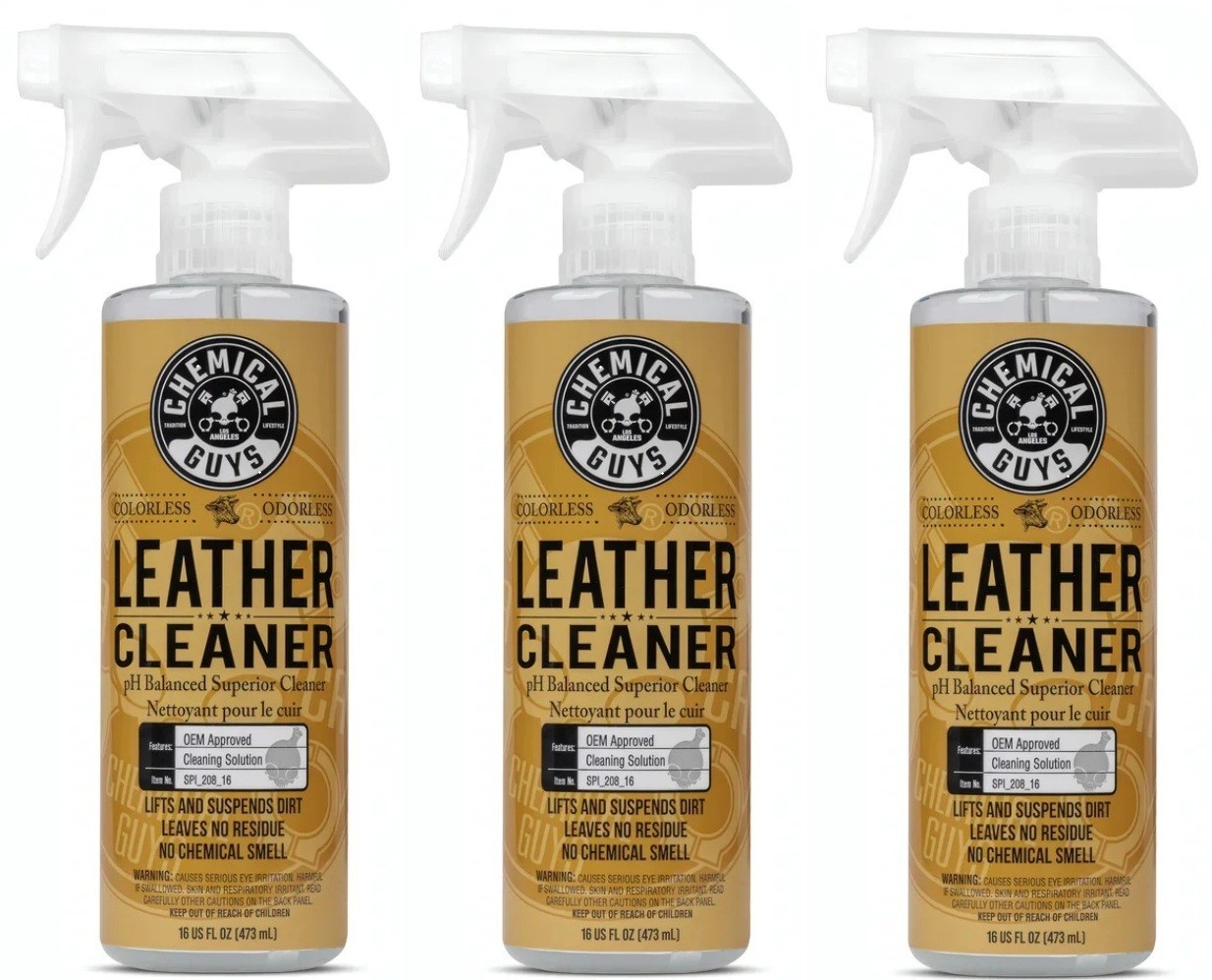 Chemical Guys SPI_208_16 Extreme Leather Cleaner Colorless & Odorless Lot of 3