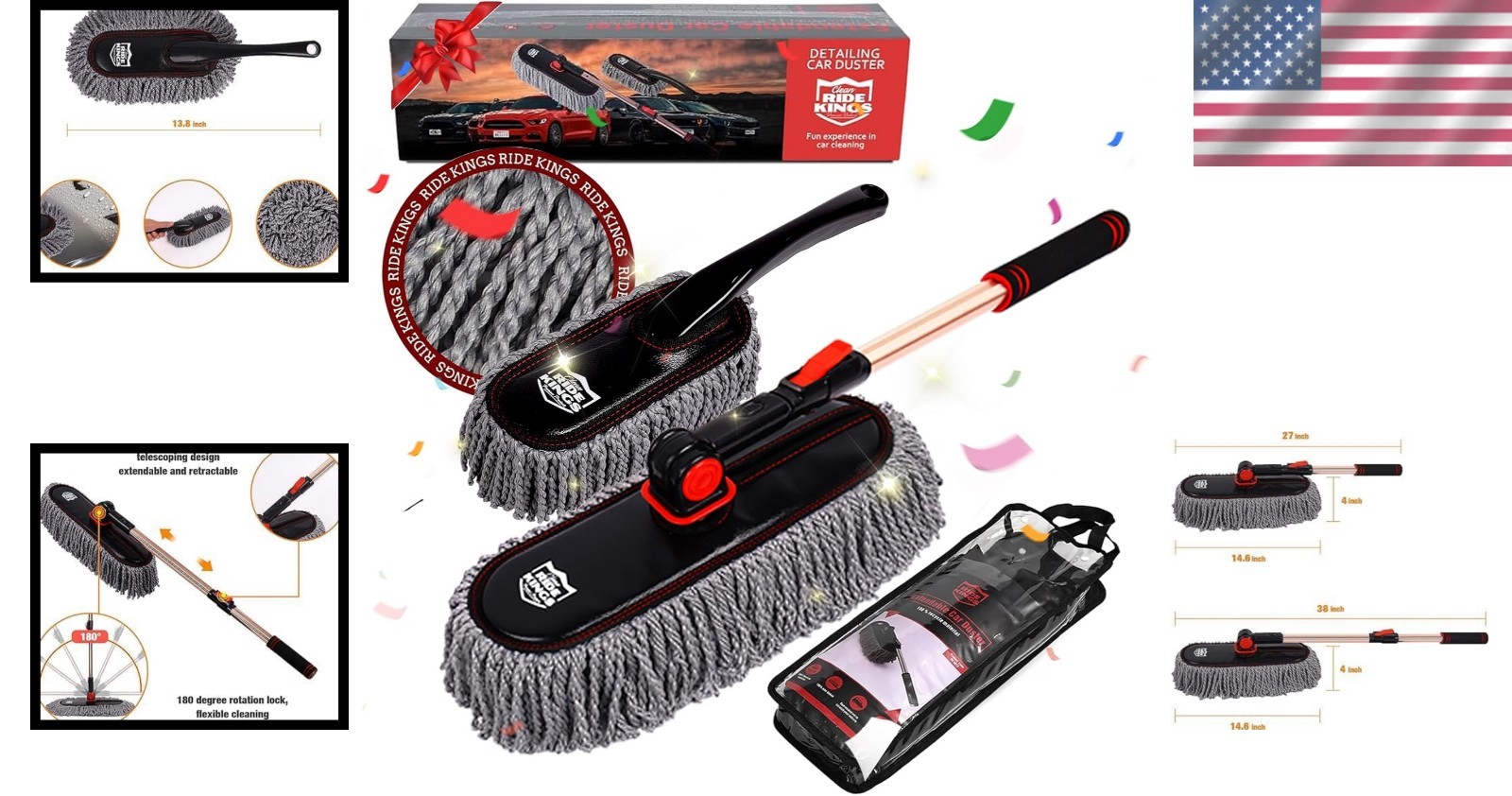Extendable Car Duster Kit – Scratch Free Brush Mop