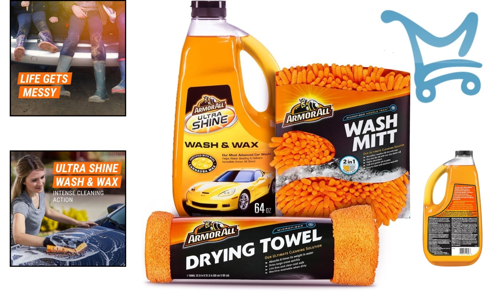Car Wash Kit Includes Soap Mitt Towel Auto Exterior Cleaning Supplies