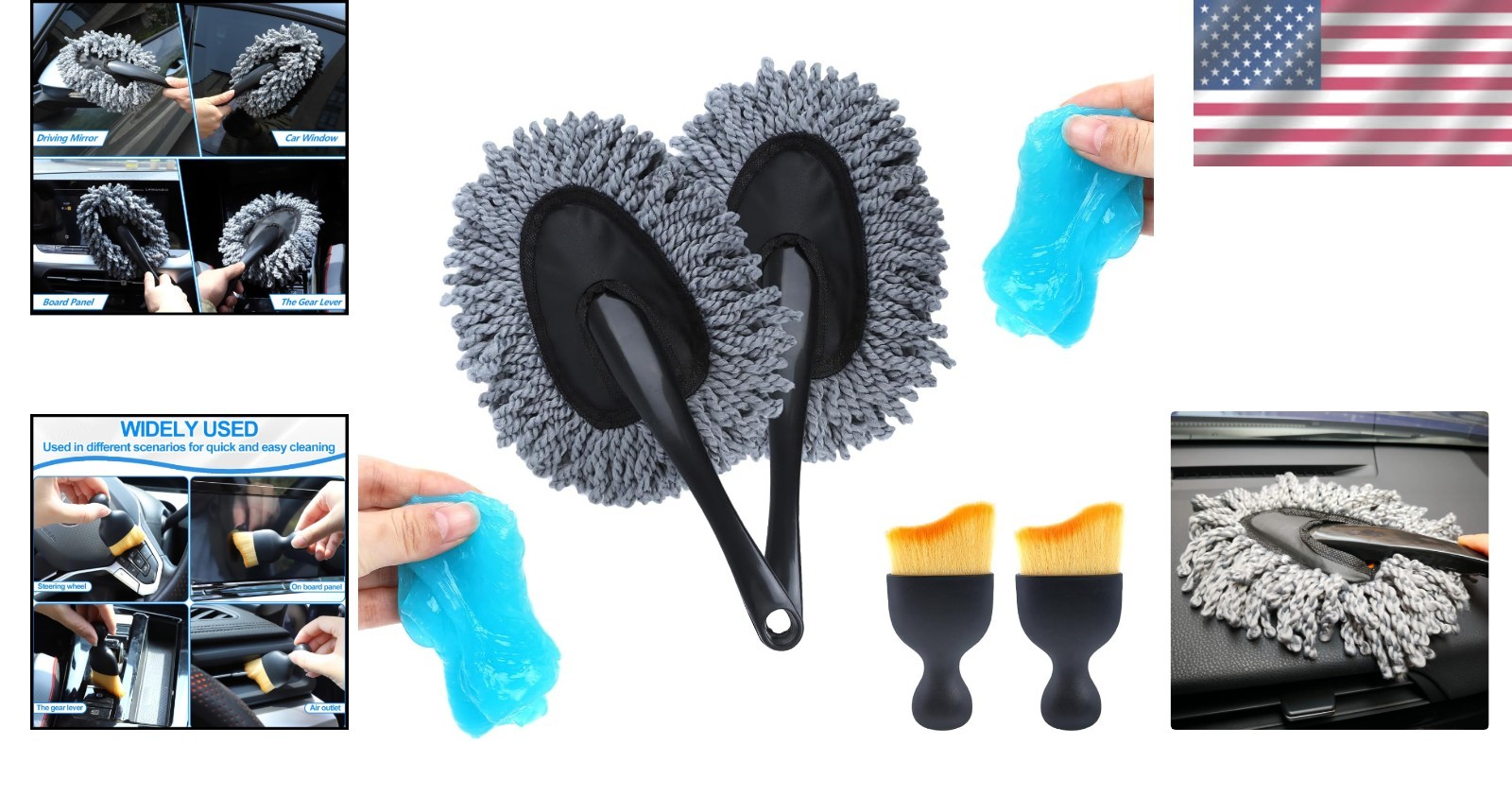 All-in-One 6 Pack Car Detailing Set: Fast Cleaning Brushes & Gel for Perfection