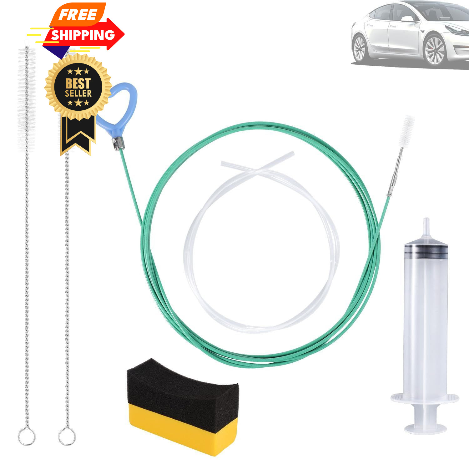 BOXOB 6pcs Auto Sunroof Drain green, blue, transparent, black, yellow